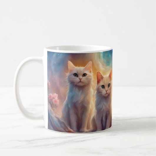 Vier niedliche weiße Katzen Kaffeetasse (Links)