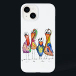 Vier Niedliche Whimsikvögel Case-Mate iPhone 14 Hülle<br><div class="desc">Das ist ein originelles Gemälde von vier skurrilen Vögeln. Das Bild ist Aquarell mit Tinte und Aquarellstiften geschmückt.</div>