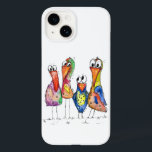 Vier Niedliche Whimsikvögel Case-Mate iPhone 14 Hülle<br><div class="desc">Das ist ein originelles Gemälde von vier skurrilen Vögeln. Das Bild ist Aquarell mit Tinte und Aquarellstiften geschmückt.</div>