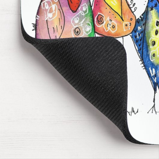 Vier Niedliche Whimsikvögel Mousepad (Ecke)