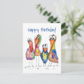 Vier Niedliche Whimsikvögel Postkarte (Stehend Vorderseite)