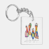 Vier Niedliche Whimsikvögel Schlüsselanhänger (Vorderseite links)