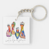 Vier Niedliche Whimsikvögel Schlüsselanhänger (Rückseite)