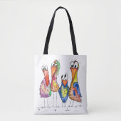 Vier Niedliche Whimsikvögel Tasche (Vorderseite)