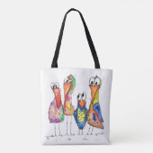 Vier Niedliche Whimsikvögel Tasche (Rückseite)