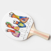 Vier Niedliche Whimsikvögel Tischtennis Schläger (Seitenansicht)