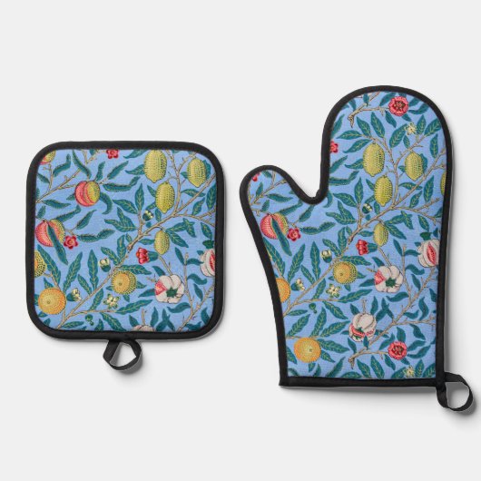 Vier Obst-Muster, William Morris Ofenhandschuh & Topflappen-Set (Vorderseite)