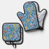 Vier Obst-Muster, William Morris Ofenhandschuh & Topflappen-Set (Vorderseite/Rückseite)