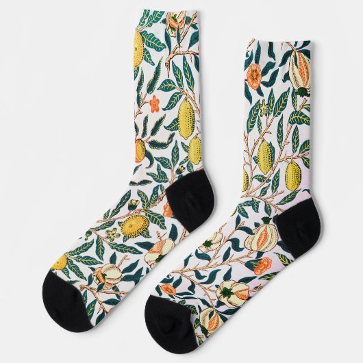 Vier Obst-Muster, William Morris Socken (Linkes Detail)