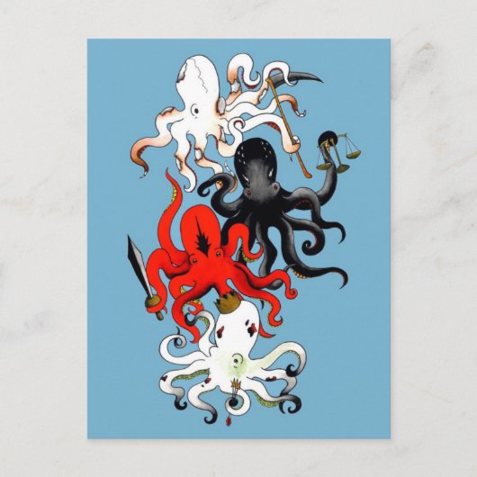 Vier Octopi der Apokalypse Postkarte (Vorderseite)