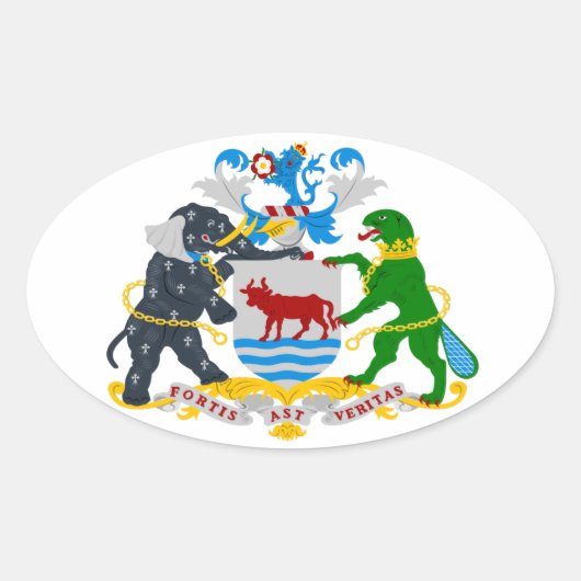 VIER Oxford-Wappen Ovaler Aufkleber (Vorderseite)