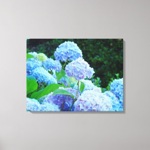 Vier Paneel Leinwand Naturdrucke Blaue Hortensien