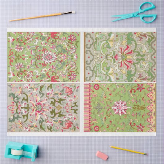 Vier Panel-Blumenmotiv Seidenpapier (Basteln)