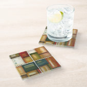 Vier Panelmalereien von Jennifer Goldberger Glasuntersetzer (Schrägansicht)