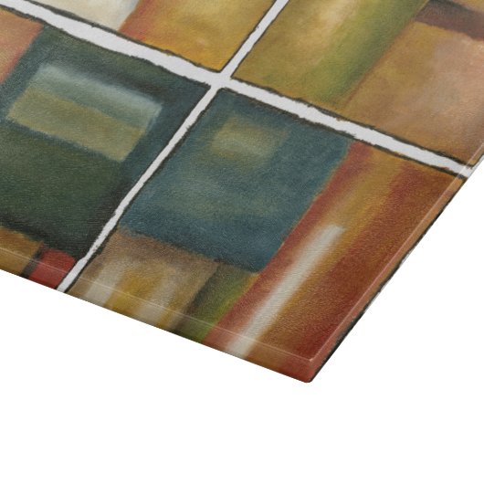 Vier Panelmalereien von Jennifer Goldberger Schneidebrett (Ecke)