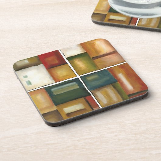 Vier Panelmalereien von Jennifer Goldberger Untersetzer (Linke Seite)