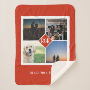 Vier Personalisierte Fotoleitern und Monogramm Sherpadecke