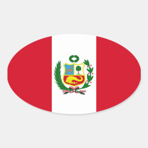 VIER Peru-Nationalflagge Ovaler Aufkleber