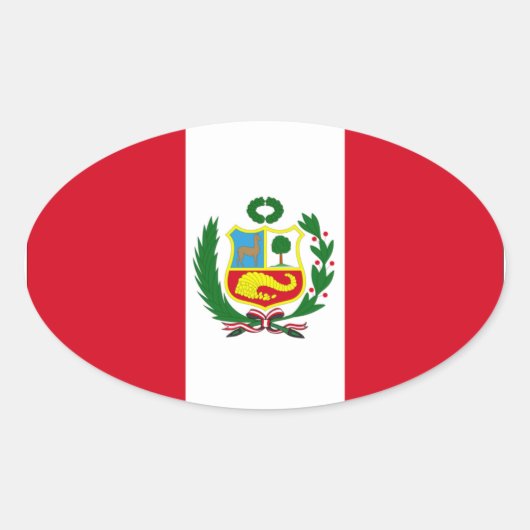 VIER Peru-Nationalflagge Ovaler Aufkleber (Vorderseite)