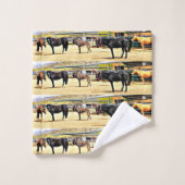 Vier Pferde und ein Esel-Badezimmer-Tuch-Set Badhandtuch Set (Waschlappen)