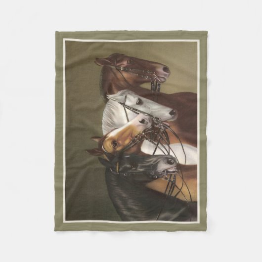 VIER PFERDfeine Kunst-Druck-Fleece-Decke Fleecedecke (Vorderseite)
