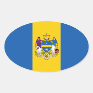 VIER Philadelphia-Flag Ovaler Aufkleber