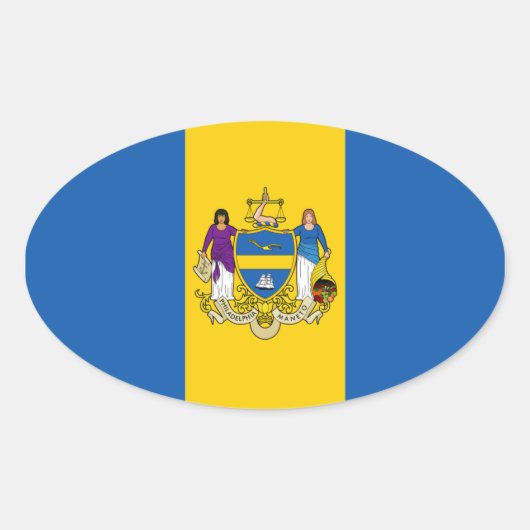 VIER Philadelphia-Flag Ovaler Aufkleber (Vorderseite)