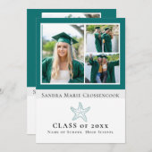 Vier Picture Collage Nautical Starfish Graduierte Ankündigung (Vorne/Hinten)