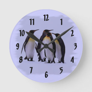 Vier Pinguin-Wanduhr Runde Wanduhr