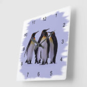 Vier Pinguine Wall Clock Quadratische Wanduhr (Winkel)
