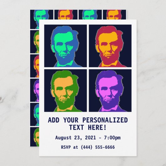 Vier Pop Art Abraham Lincolns Einladung (Vorne/Hinten)