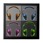 Vier Pop Art Kopfhörer Fliese (Vorderseite)