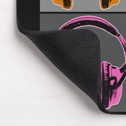 Vier Pop Art Kopfhörer Mousepad (Ecke)