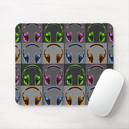 Vier Pop Art Kopfhörer Mousepad (Mit Mouse)