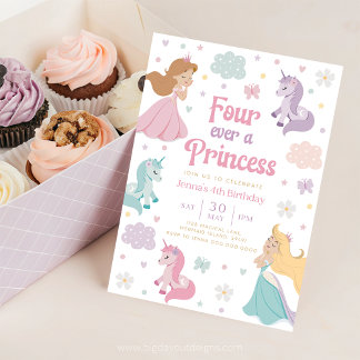 Vier Prinzessinnen laden ein. Forever a Princess & Einladung