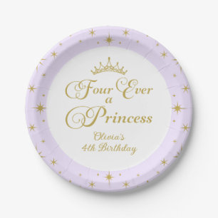 Vier pro Prinzessin Gold Prinzessin 4. Geburtstag Pappteller