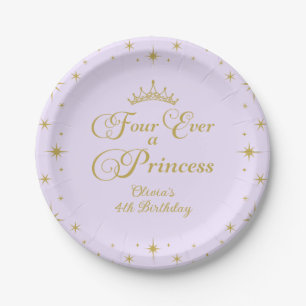 Vier pro Prinzessin Gold Prinzessin 4. Geburtstag Pappteller