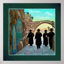 Vier Rabbis zu Fuß in Jerusalem Street Art Print