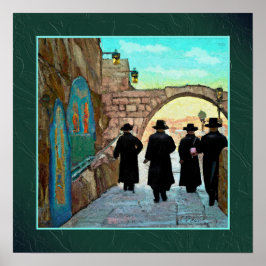 Vier Rabbis zu Fuß in Jerusalem Street Art Print Poster