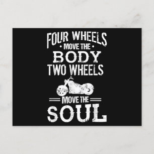 Vier Räder bewegen das Soul mit zwei Rädern Postkarte
