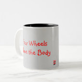 Vier Räder bewegen den Körper,… Zweifarbige Tasse (Vorderseite Links)