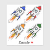 Vier Raketen fügen Namen Vinyl hinzu Aufkleber (Blatt)