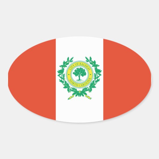 VIER Raleigh, North Carolina Flag Ovaler Aufkleber (Vorderseite)