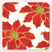 Vier Red Gold Wasserfarben Poinsettias Rechteckiger Pappuntersetzer (Vorderseite)