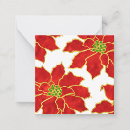 Vier Red Gold Watercolor Poinsettias Note Card Mitteilungskarte
