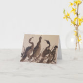 Vier Reiher auf dem Strand; Aquarell notecard Karte (Gelbe Blume)