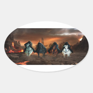 Vier Reiter der Apokalypse Ovaler Aufkleber