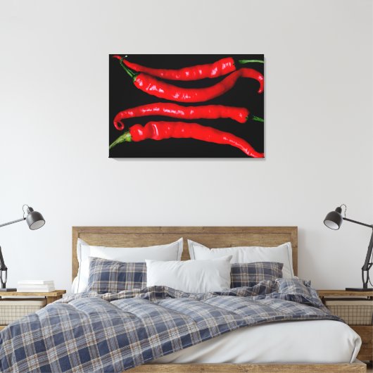 Vier Rote Chilies 36x24 (90x60cm) Waccna Leinwanddruck (Insitu (Schlafzimmer))