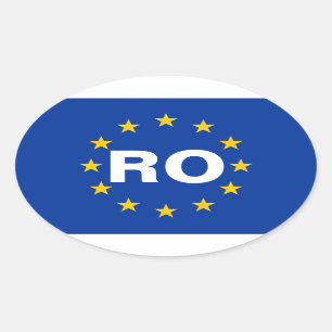 VIER Rumänien "RO" europäische Flagge Ovaler Aufkleber