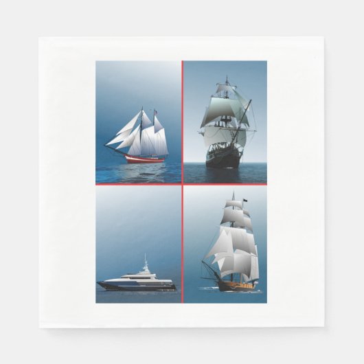 Vier Schiffe Papier Napkins Serviette (Vorderseite)